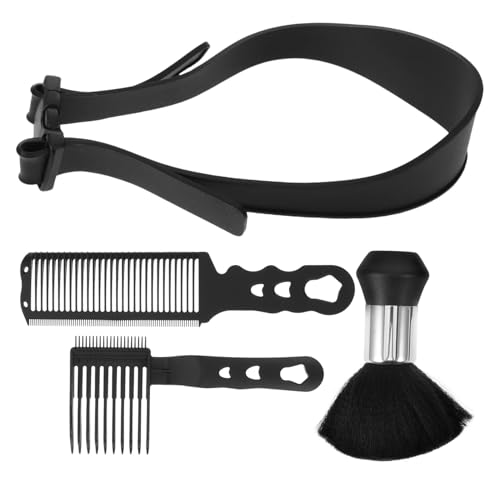 IWOWHERO 4 Pièces Set de Guides de Coupe de Cheveux Noirs pour Hommes Peignes de Dégradé et Plateaux pour Coupe Précise Peigne Démêlant et Brosse pour Salon