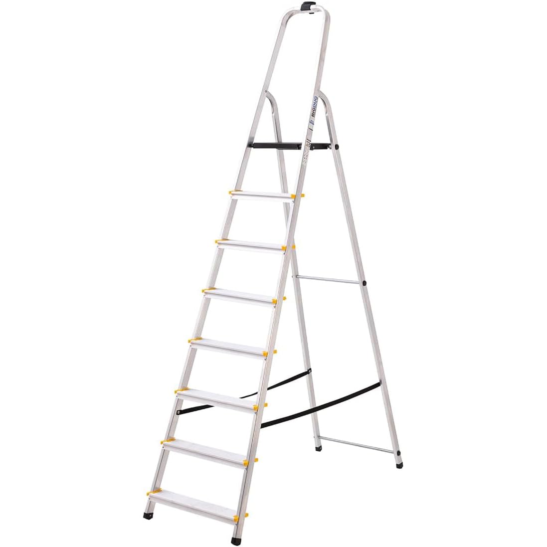 BiGDUG Aluminium Step Ladder - 8 Step Folding Ladder - Non-Slip Surface Hand Rails 8 Tread - Closed Height 2370 mm Platform Height 1620mm — image 1