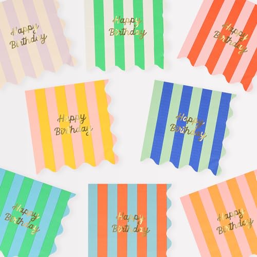 Meri Meri Happy Birthday Napkins (Pack of 16) Disposable Paper Napkins for Birthday Party Kids & Adults