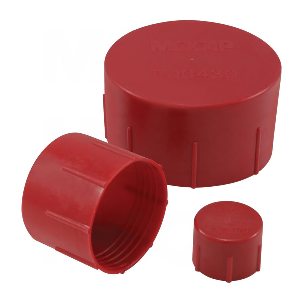Caps for Flared JIC Fittings - Threaded Cap For 3/4-16 Flared JIC Fitting Red LDPE MOCAP FJC220RD1 (qty100)