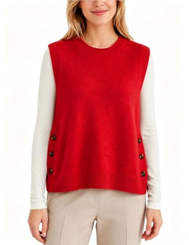 Image of Mingzhu Womens Sleeveless Sweater Tops Lightweight Button Down Vest