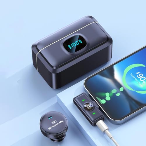 Image of Type-C Port Version 2-in-1 Wireless Magnetic Button Collar Microphone Noise Cancelling Lapel Mic Plug and Play 164ft Range for YouTube Vlog Video Recording