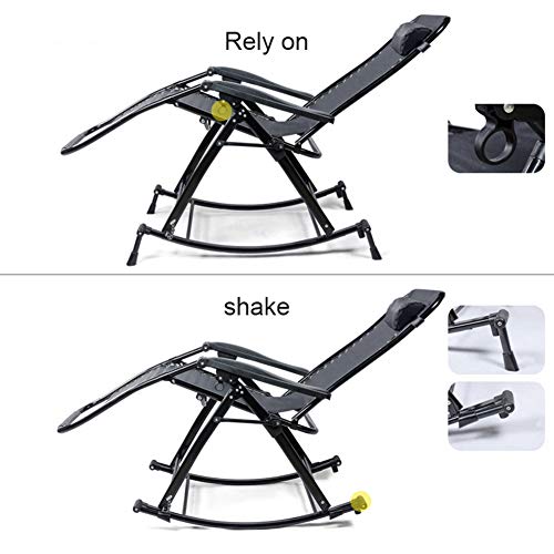 Chaise longue de jardin pliable en acier et fauteuil à bascule réglable 200 kg - 3
