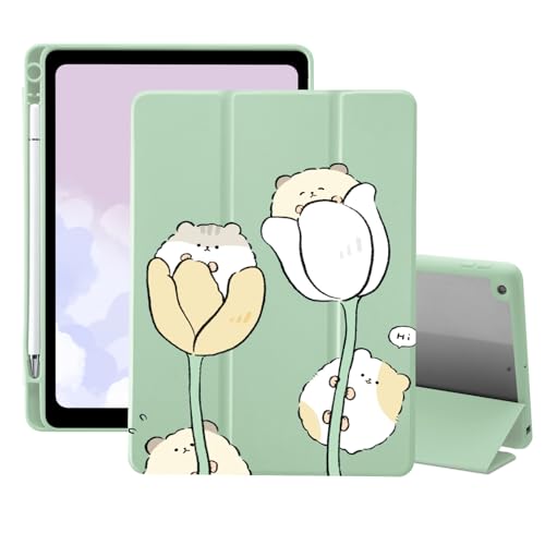 Coque transparente iPad Air 11 M4 vert anti-rayure avec porte-stylet