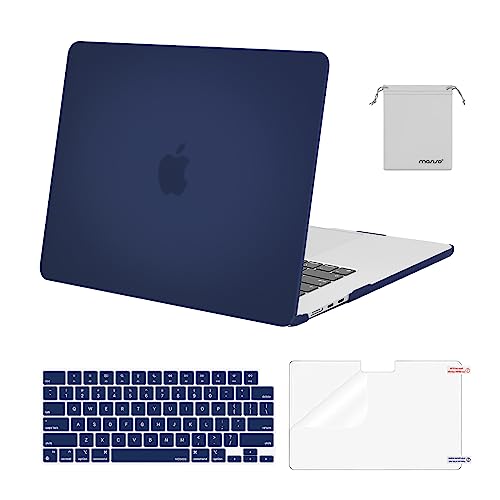 Image of MOSISO Compatible with MacBook Air 15 inch Case M4 M3 M2 2025 2024 2023 Release A3241 A3114 A2941 with Touch ID, Plastic Hard Shell Case&Keyboard Cover&Screen Protector&Storage Bag, Navy Blue