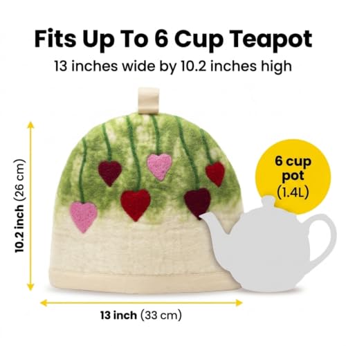 Image of Glaciart One Wool Teapot Cozy Kettle Cover | Dome Shaped Large Tea Cosy, Kettle or French Press | Handmade & Needle Felted from Natural Wool | Warms Up to 2 Hours | Great as Gift
