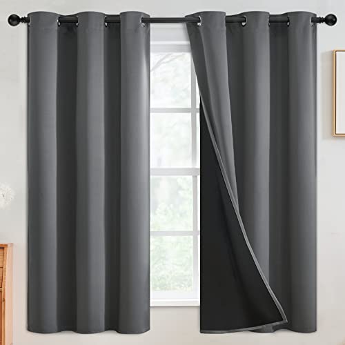 Image of SimpleHome Grey 100% Blackout Curtains Room Darkening Living Room 63 Inch