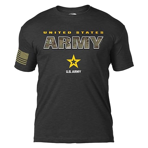 7.62 Design US Army Camo Text Mens T-Shirt Heather Black X-Large