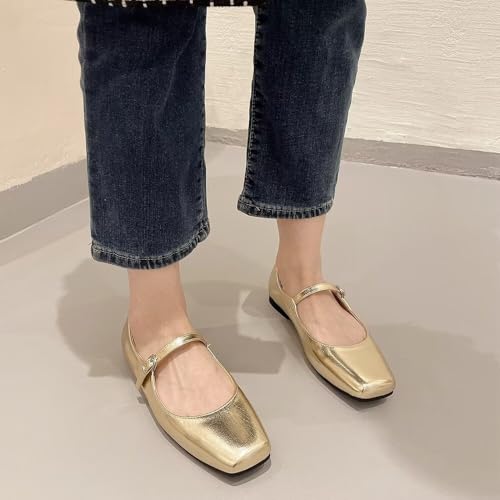 Image of LUXINYU Women's Slip on Flats,Classy Round Toe Solid Classic Mary Jane Ballet Dance Shoes Soft Comfortable PU Flat Shoes