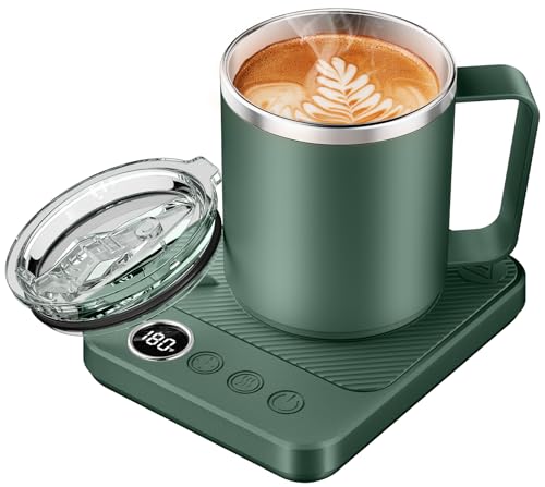 Image of Felibeaco Coffee Mug Warmer & Mug Set for Desk, Smart Coffee Cup Warmer with 16oz Heated Mug, Cup Heater with Auto Shut Off for Office /Home, Coffee Gifts for Men&Women, for mom,Green