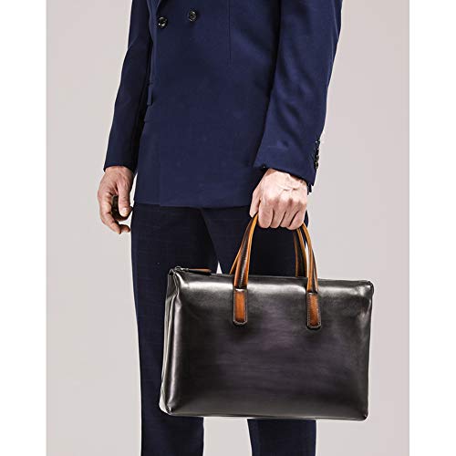 Men's Genuine Leather Briefcase Large Capacity Business Tote (Gray, One_Size)3