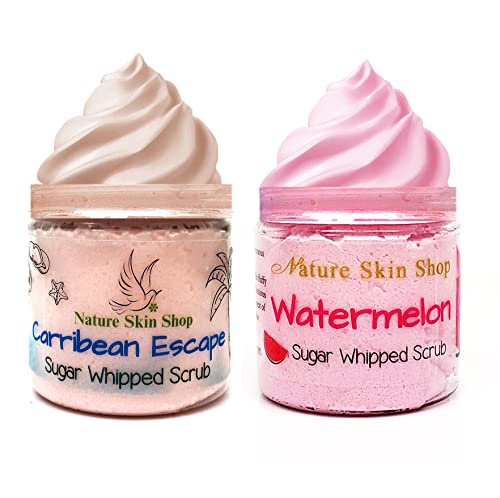 Sugar Scrub Soap Whipped Cream. Exfoliate, Brighten, Smoothen & Polish. Cruelty-Free (Carribean-Watermelon) #TOP8