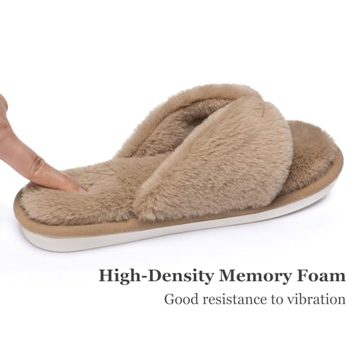 MAXTOP Fluffy House Slippers for Women Open Toe Cute Memory Foam Flip Flop Slippers Indoor Outdoor Soft Slides Shoes4
