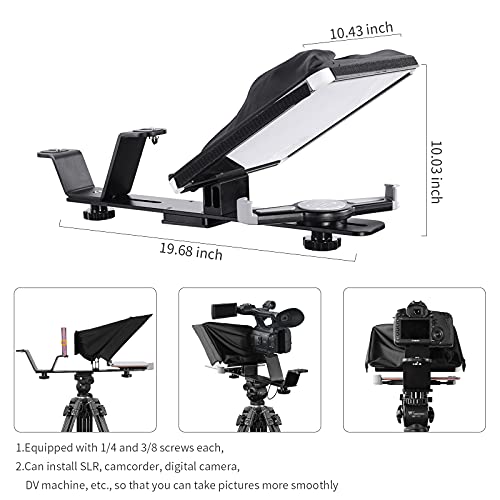 Image of GVM Teleprompters for ipad Smartphone Tablet DSLR Camera Portable 10.5 inch Teleprompter Kit with Remote Control & App,Solid Aluminum Constructions,Colorless Spectroscope,Ultra HD Wide-Angle Lens