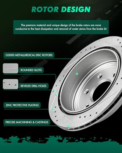 Image of SCITOO Rear Disc Brake Rotors Kits Drilled & Slotted Brakes Rotor 31410