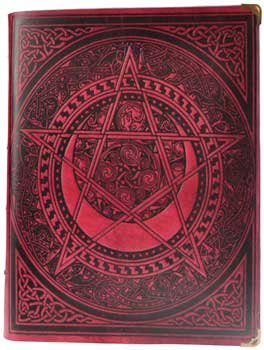 Pentagram Red Leather Book of Shadows