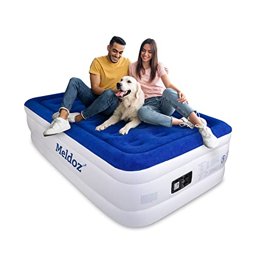 Meldoz Materasso ad aria gemellare con pompa incorporata, materasso gonfiabile doppio alto per la...