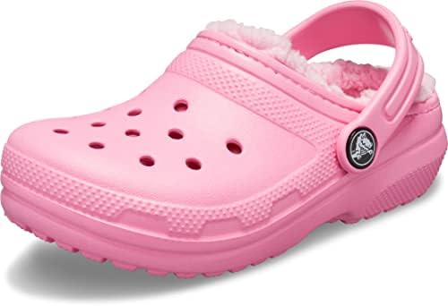 Crocs unisex child Kids' Classic Lined | Kids' Slippers Clog, Pink Lemonade/Pink Lemonade, 8 Toddler US