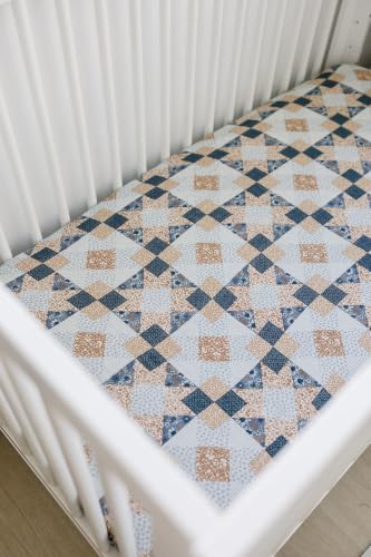 Image of Patchwork Print Muslin Crib Sheet by Mebie Baby, Soft and Breathable Bed Sheets for Babies, Modern Neutral Bedding for Cribs, Standard Crib Mattress Fitted Sheet, Great for Boy or Girl Room