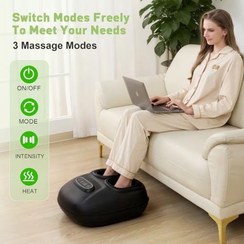 Image of LINGTENG Foot Massager, Heated Foot Massager (Agate Black) | Deep Kneading-Detachable Washable-Home Office Underdesk-Men Women Parent Senior-Birthday Anniversary Christmas Valentine Gift
