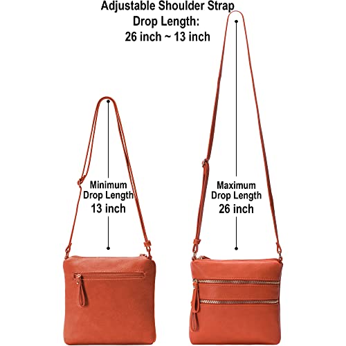 Image of Solene Small Multi Zipper Pocket Crossbody Bag with Adjustable Strap, Lightweight Travel Purse, Daily Small Messenger Pouch