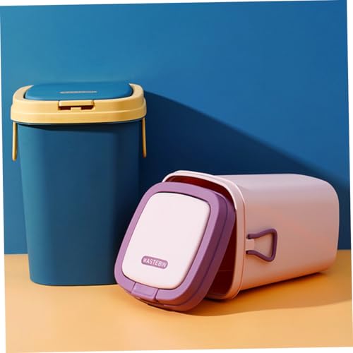 Caneca de basura portátil con tapa para cocina en azul miniatura 3