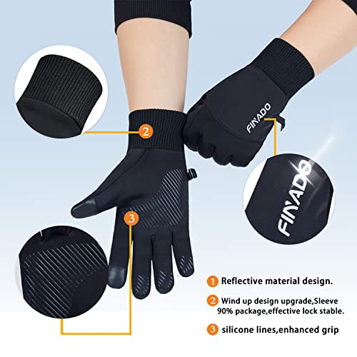 Finado 2 Pairs Of Winter Gloves For Men Women,Cold Weather Thermal Glove Water Resistant Windproof,Keep Warm Touch Screen Gloves For Running Cycling Driving Outdoor Sport Gloves (Black, Large) #TOP1