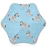 Speelse Zebra's Lichtblauwe Kids Zon en Regen Paraplu met Ronde Hoek Paraplu