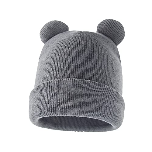 Bonvince Soft Infant Toddler Winter Hat Warm Knitted Baby Hats Caps Cute Baby Beanies for Boys Girls Grey