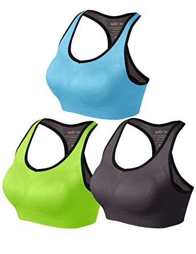 Image of Match Women's Seamless Racerback Sports Bra with Removable Pads Strappy Workout Bra Top for Yoga Gym Running Fitness (New Size)