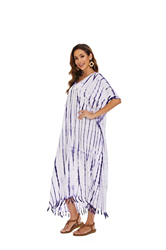 Image of Beautybatik Women Hippie Tie Dye Caftan Kaftan Loungewear Maxi Plus Size Long Dress XL to 4X