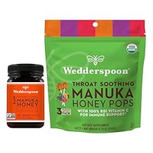 Bundle - Wedderspoon Raw Premium Manuka Honey KFactor 16 17.6 Oz and Manuka Honey Lollipops 24 Count