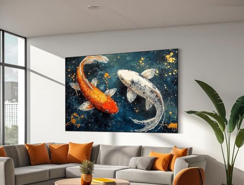 Tableau carpe koï Feng Shui 70x100cm affiche aquarelle