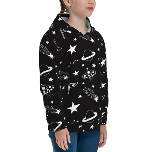 Space Flying Saucer Kids Pullover Hoodies Boys Sweatshirts Girls Athletic Clothes with Pocket3