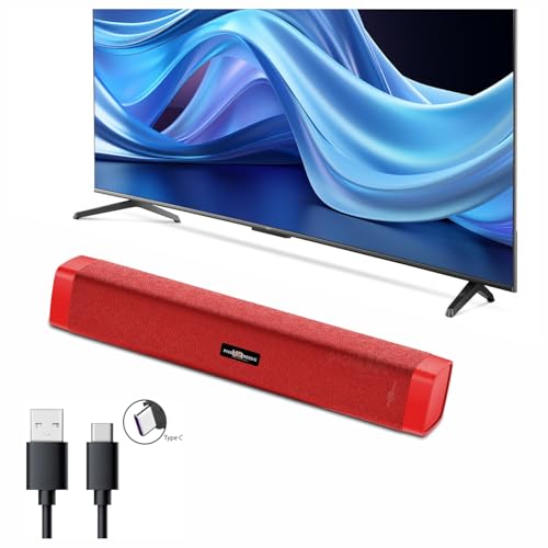 Image of Pick Ur Needs Rechargeable 10W Wireless Bluetooth Soundbar Speaker with 1200mAh Battery, FM Radio, TF Card, USB & AUX Support - 4 Hours Playtime Home & Outdoor Speakers (Red)