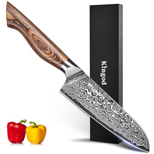 KINGOD 3-Piece Professional Knife Sets for Chefs – Chef, Santoku & Utility Knives – Full Tang VG10 Steel with Wood Handles – Sharp Japanese-Style Knives for Meat, Vegetables & Daily Cooking