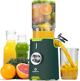 LINKChef Estrattore Frutta e Verdura, 200W Centrifuga Frutta e Verdura, 1.2L Estrattore di Succo a Freddo di Riempimento da 115 mm, Facile da Pulire, BPA Free, Verde