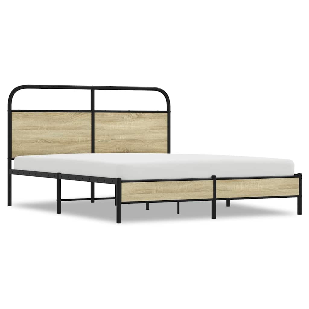 ShGaxin Podgrzewacz bez materaca dębowego Sonoma 160 x 200 cm, z płyty wiórowej, fotelika dziecięcego, struktury łóżka, klasyczna, elegancka, solidna rama łóżka-4100413