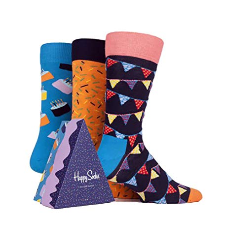 Happy socks unisex happy birthday cake gift box set, three pairs …