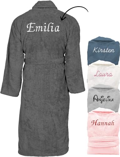 KDO MAGIC - Bademantel personalisiert damen - Gestickter Vorname - 100%...