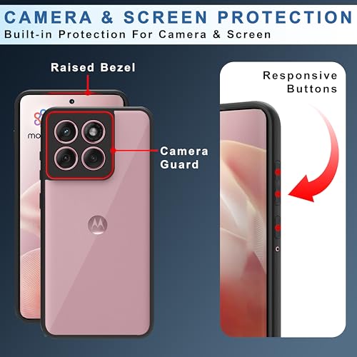 Image of CEDO Backcover for Motorola Moto Edge 60 / Moto Edge 60 Fusion (5G) | Camera Protection Bump Shockproof Edge | Ultra Hybrid Transparent Acrylic Clear TPU+PC Hard Backcase Cover (Black)