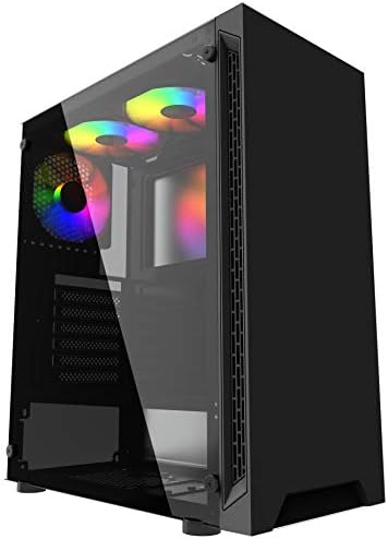 ionz KZ08B V3 PC Classic Black MIDI TOWER COMPUTER CASE M/ATX ATX TEMPERED GLASS WITH 3 FRGB FAN
