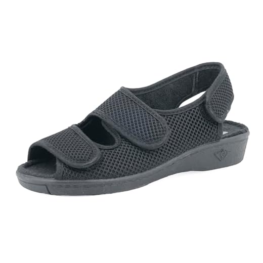JOMIX Diabetiker Schuhe Gesundheitsschuhe Klettverschluss Sommer Orthopädische Sandalen Damen Hallux Valgus Schuhe (Schwarz 38 EU, ES2501)
