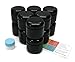 Black 2 oz Double Wall Plastic Jars with Lids (12 pk) with Mini Jar - PET Round Refillable Containers