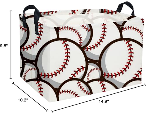 Image of Essme Rectangular Baseball Basket, Kids Baskets,Boys Storage Bins, Kids Basket with Handles for Room Decor, Shelf Bin.( Baseball Basket)