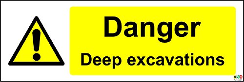 Image of Danger Deep excavations Sign - 1.2mm Rigid Plastic 300mm x 100mm