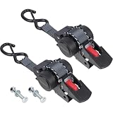 Ayaport Retractable Transom Tie Down Straps 1in X 10ft Tie Down Straps to Trailer- 1500lbs Break Strength, Medium Duty Bolt-on Ratchet Straps for Cargo, Boat, Motorcycles, ATV, 2pk