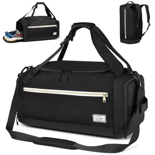 Cico Rider Bolsas de gimnasio para hombre con compartimento para zapatos y bolsillo húmedo, mochila deportiva grande de 3 vías, Negro -