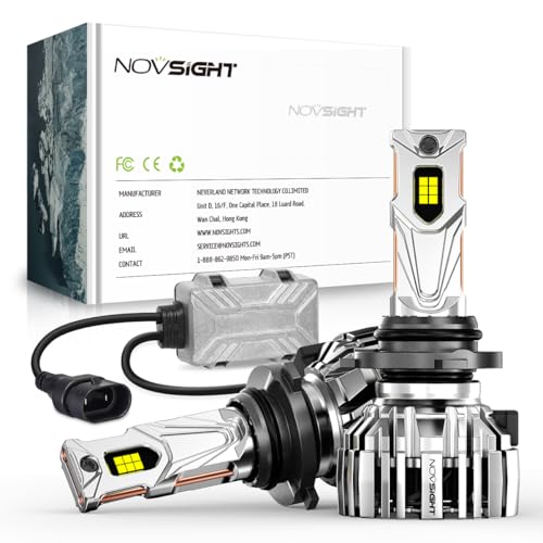 NOVSIGHT 9005 LED Fog Lights Bulbs - 55000 Lumens Ultra-Bright,100000 Hours Lifespan, 6500K Cool White Light, IP68 Waterproof, Pack of 2
