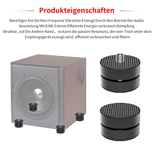 Tertullus 4 Stück Lautsprecher Füße Aluminium Füße Shock Absorber Schwingungsdämpfer für Lautsprecher, Subwoofer HiFi Geräte (IF4023B-Schwarz)